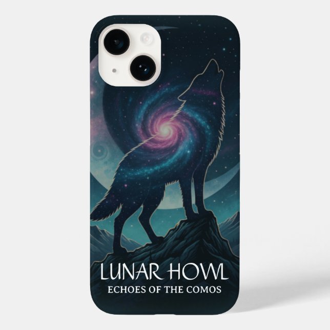 Galaxy Wolf Silhouette with Mystical Nebula Moon Case-Mate iPhone Case (Back)