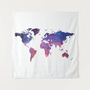 Galaxy world map  tapestry