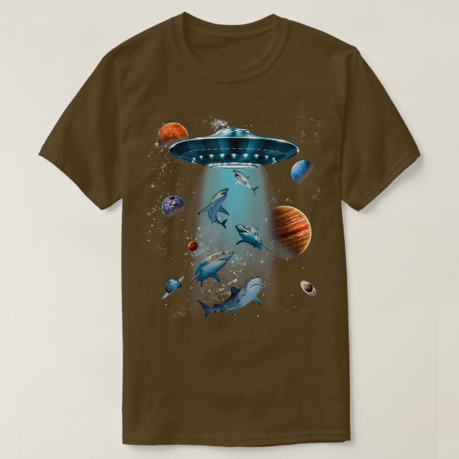 Galay Fish shark Space UFO Alien Stars Sea Ocean S T-Shirt (Design Front)
