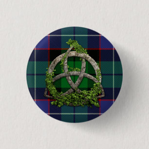Galbraith Tartan And Celtic Trinity Knot 3 Cm Round Badge
