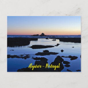 Gale Beach at dusk in Albufeira, Algarve. Portugal Postcard
