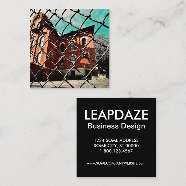 galena feehan hall historic building square business card (Front/Back)