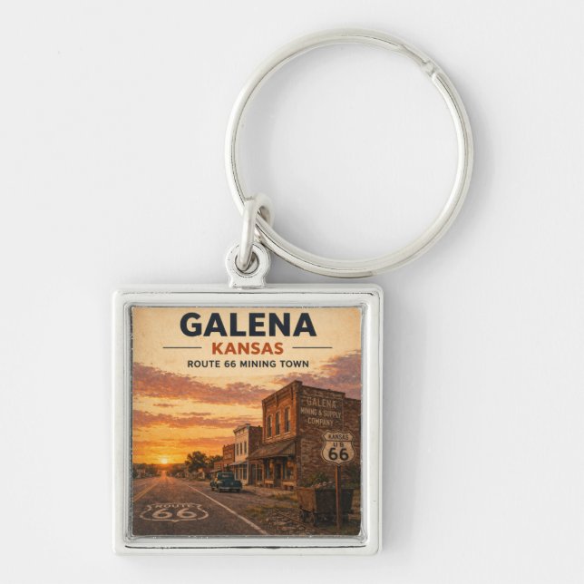 Galena Kansas Route 66 Mining Town Keepsake Key Ring (Front)