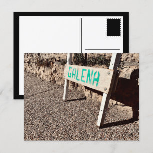 galena sidewalk sign postcard