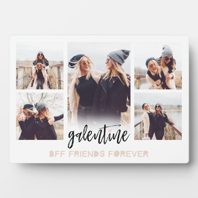 Galentine BFF Friends Forever Photo Collage White Plaque (Front)