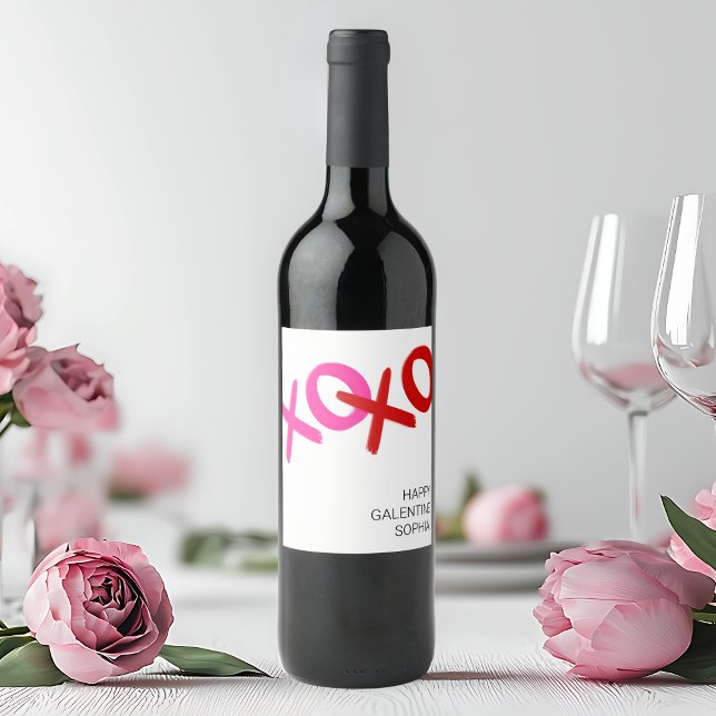 Galentine day XOXO Hugs and Kisses Gal Pal Wine Label (Galentine day XOXO Hugs and Kisses Gal Pal Wine Label)