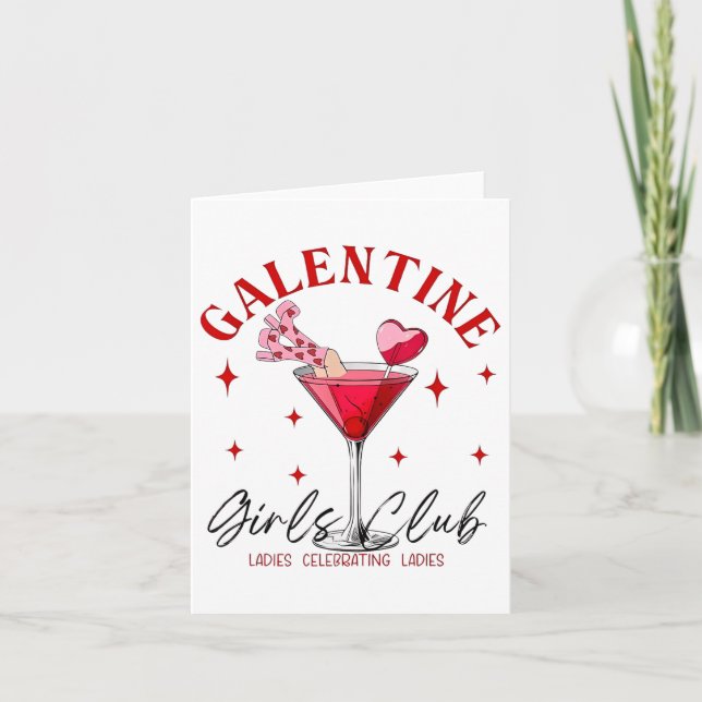 Galentine Girls Club Ladies Celebrating Ladies  Card (Front)