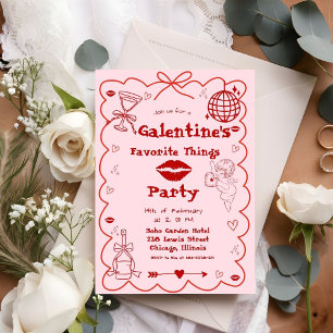 Galentine Hand Drawn Valentine Girls Night Party Invitation