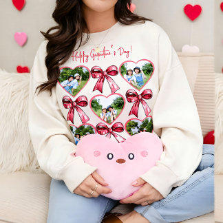 Galentine Heart Photo Bow Collage Cozy Friend Sweatshirt