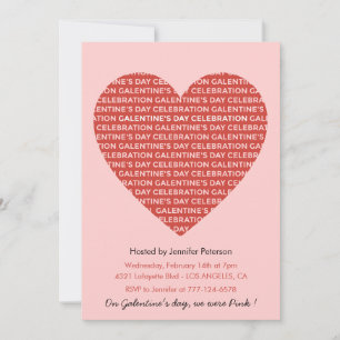 Galentine invitation pink and red Valentines