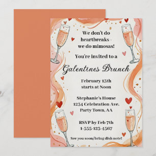 Galentine Mimosa Drink Brunch Party Invite 
