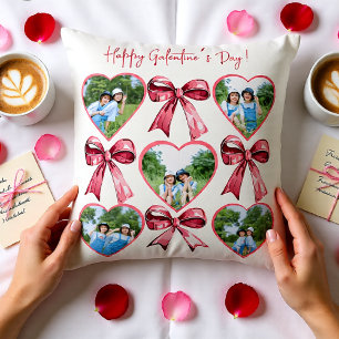 Galentine Photo Heart Collage with Name Back Print Cushion