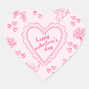 Galentine’s Day Valentine Girly Invitation Heart Sticker