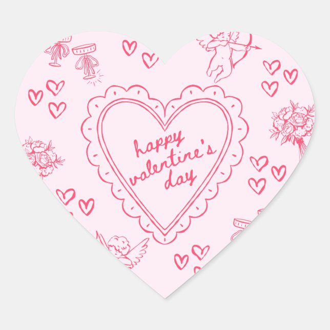 Galentine’s Day Valentine Girly Invitation Heart Sticker (Front)