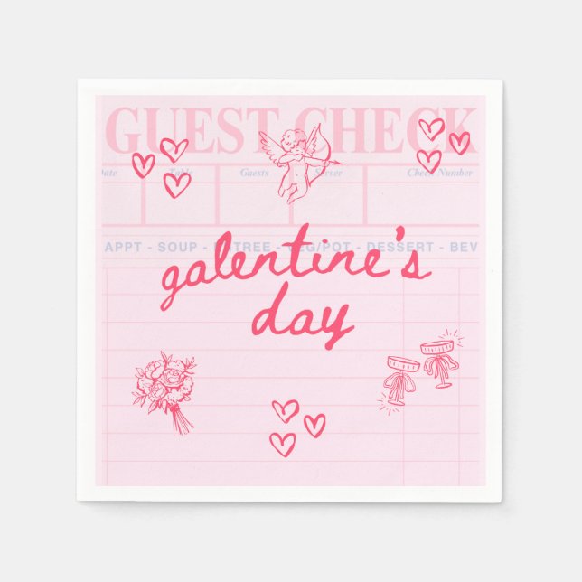 Galentine’s Day Valentine Girly Invitation Napkin (Front)