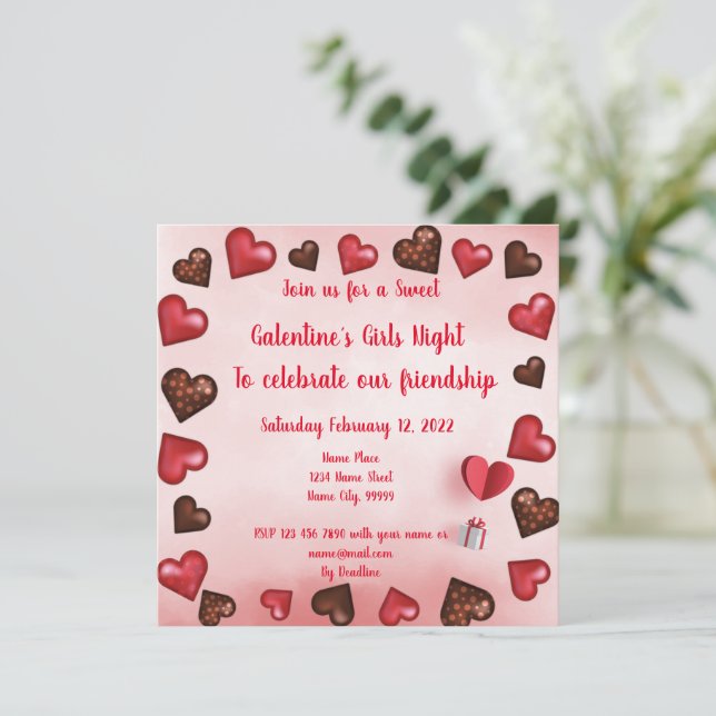 Galentine´s Girls Night  Invitation (Standing Front)