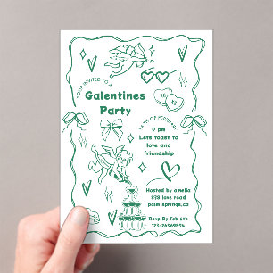 Galentine’s Party, Girls Galentine’s Hand Drawn  Acrylic Invitations