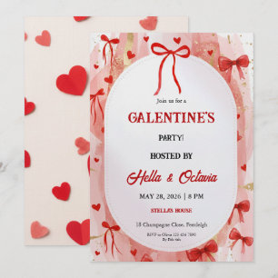 Galentine’s Party Invitation Printable, Pink & Red