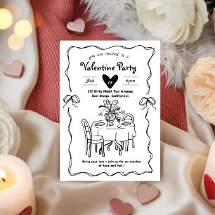Galentine’s Party, Valentine Party doodle Invitation