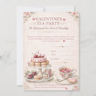 Galentine’s Tea Party   Blush Watercolor Vintage  Invitation