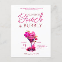 Galentine's Brunch and Bubbly Invitation Postcard