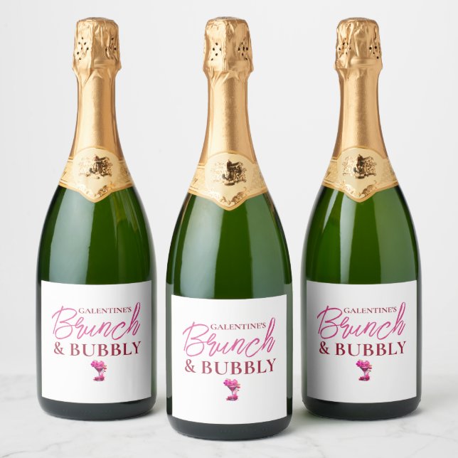 Galentine's Brunch and Bubbly Wine Label (Bottles)