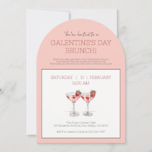 Galentine's Day Brunch Cute Pink Modern Party  Invitation