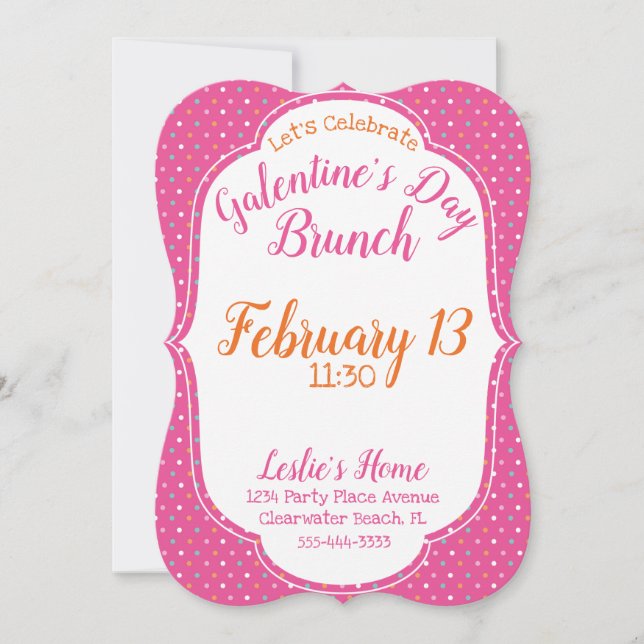 "Galentine's Day Brunch" Fun Pink Girly Pattern Holiday Card (Front)