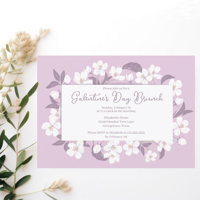 Galentine's Day Brunch Pink Floral Valentine Party Invitation (Creator Uploaded)