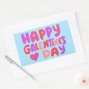 Galentines Day Bubble Letters Curvy Retro Groovy  Rectangular Sticker