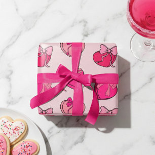 Galentine's Day Coquette Pink Bow Heart Gift Box P Wrapping Paper
