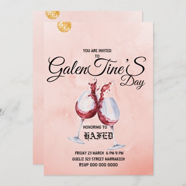 Galentine's Day cup floral modern pink Invitation (Front/Back)
