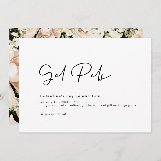 Galentine's Day Floral Invitation Card (Front/Back)