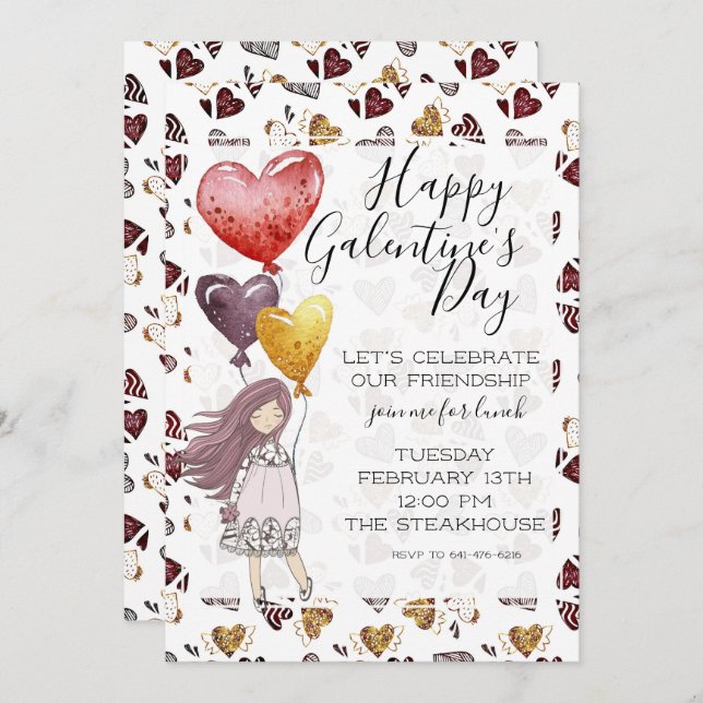Galentine's Day Lunch Invitation (Front/Back)