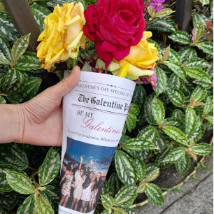 Galentines Day Newspaper Flower Bouquet Lips Wrapping Paper