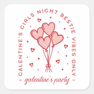 Galentine's day party bestie coquette aesthetic square sticker