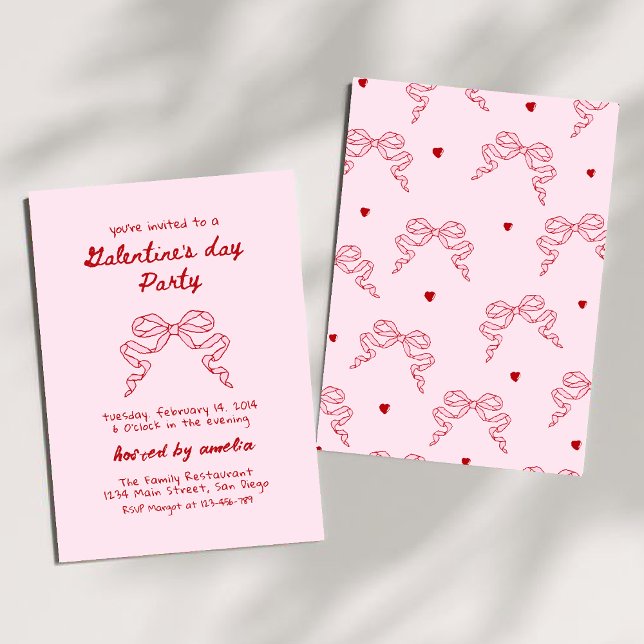  Galentine's Day Party Coquette Bow Invitation (Creator Uploaded)