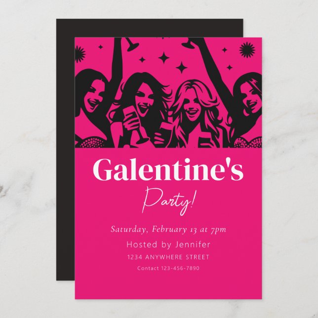 Galentine's Day Party Invitation (Front/Back)