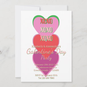 Galentine's Day Party Pink and Green Invitation