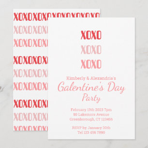 Galentine's Day Party Pink and Red typography Invitation