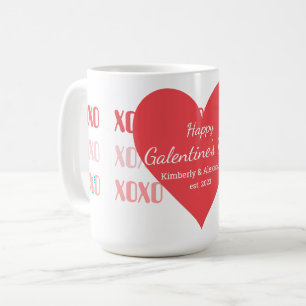 Galentine's Day Personalized Pink and Red Coffee Mug