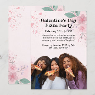 Galentine's Day Photo Pizza Party Invitation