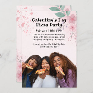 Galentine's Day Photo Pizza Party Invitation