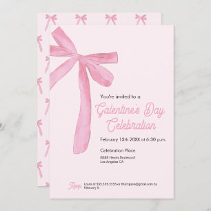 Galentine's day Pink Ribbon Bow Girly modern Invitation