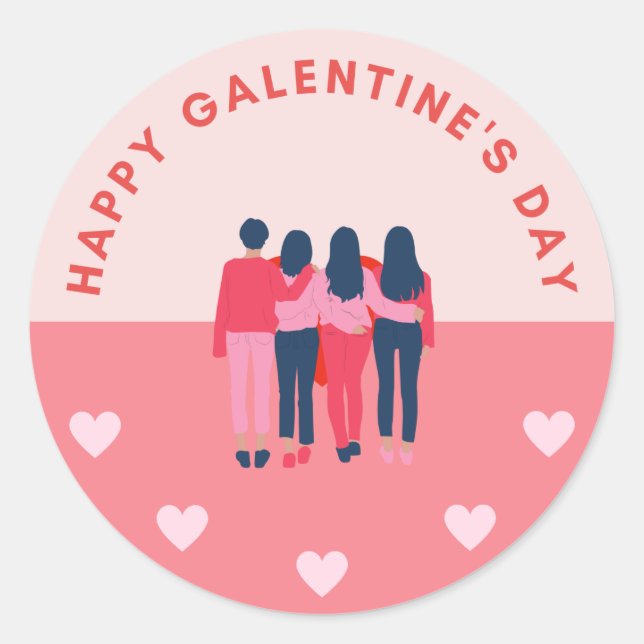 Galentine's Day Sticker/Label Classic Round Sticker (Front)