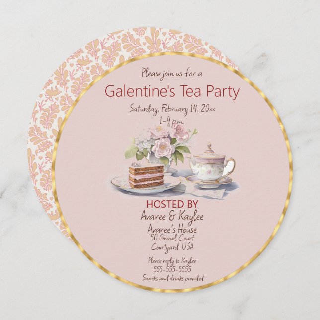 Galentine's Day Tea Party Invitation (Front/Back)