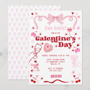 Galentine's Day Vintage Coquette Pink Invitation
