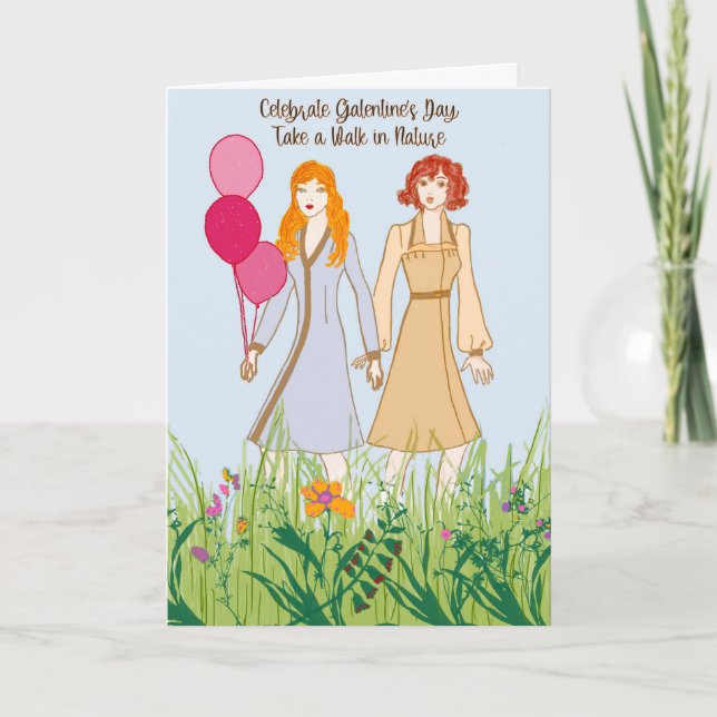 Galentine's Day Walk in Nature with Friend Thank You Card (Front)