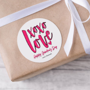 Galentine's Day XOXO Love Bold Pink Classic Round Sticker