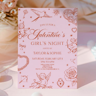 Galentine's Girl's Night Valentine's Day Party Invitation